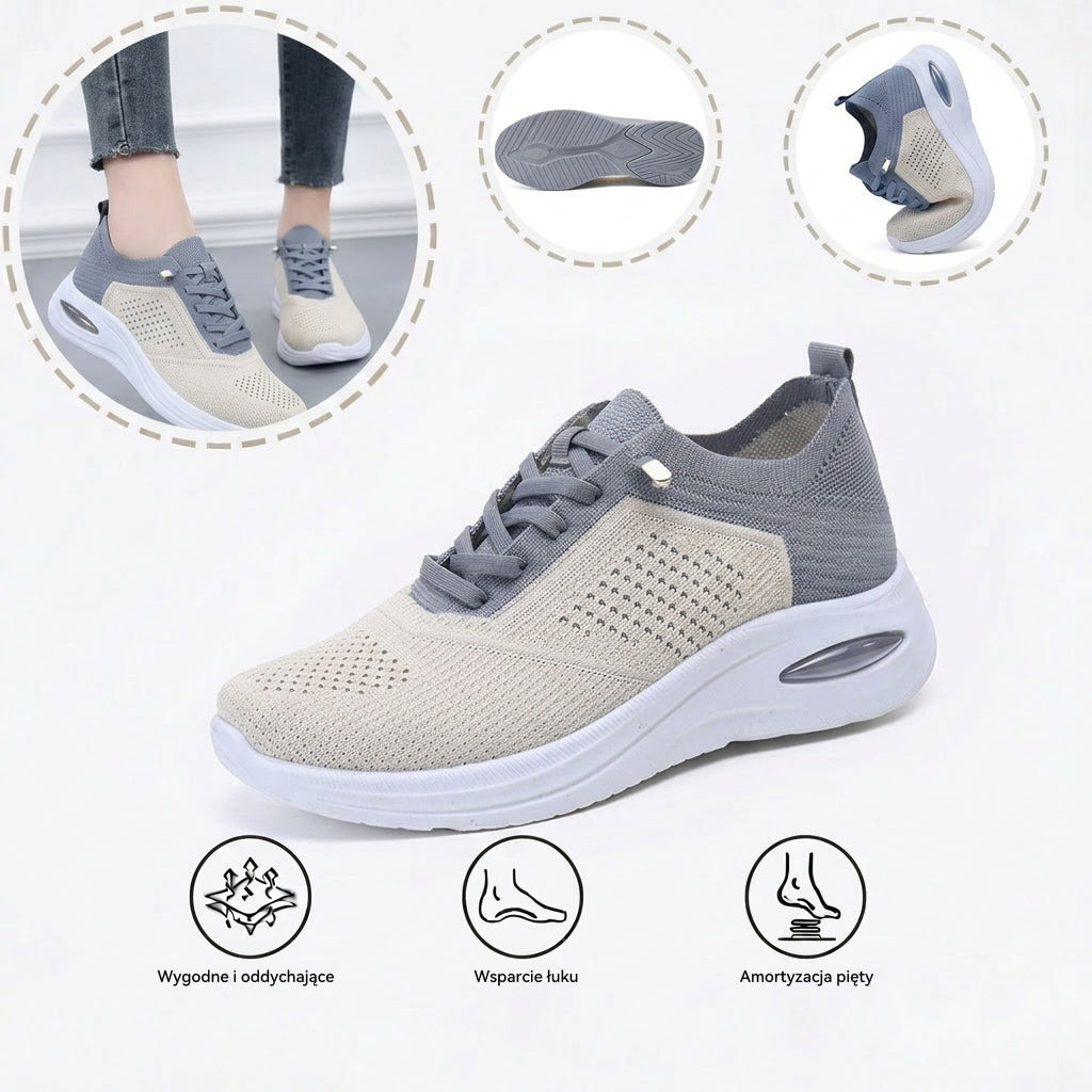 Ortopedyczne buty sportowe z siateczką — z podparciem łuku stopy, łagodzące ból; miękkie i amortyzujące.