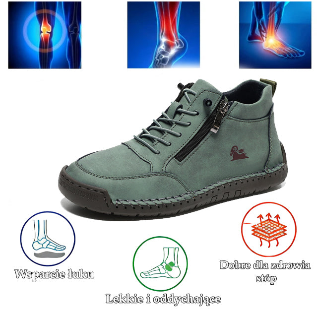 flemat® | Wysokie, skórzane buty ortopedyczne z ergonomicznym podparciem łuku stopy i antypoślizgową podeszwą zapewniają wyjątkowy komfort!