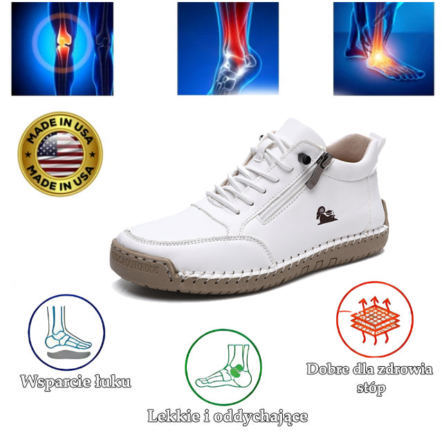 flemat® | Wysokie, skórzane buty ortopedyczne z ergonomicznym podparciem łuku stopy i antypoślizgową podeszwą zapewniają wyjątkowy komfort!