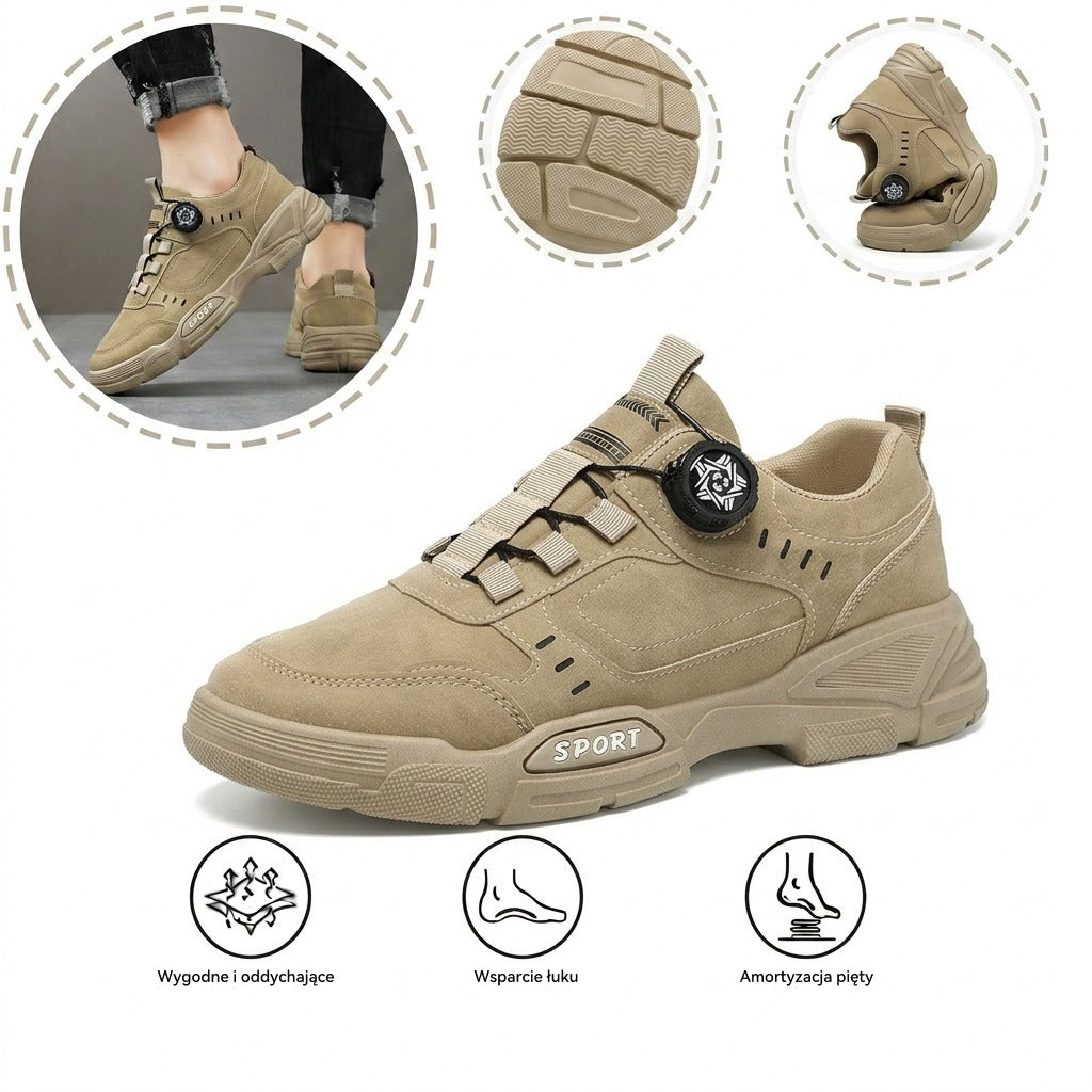 Buty ortopedyczne do codziennego użytku — z podparciem łuku stopy, łagodzące ból; kolanówki amortyzujące.