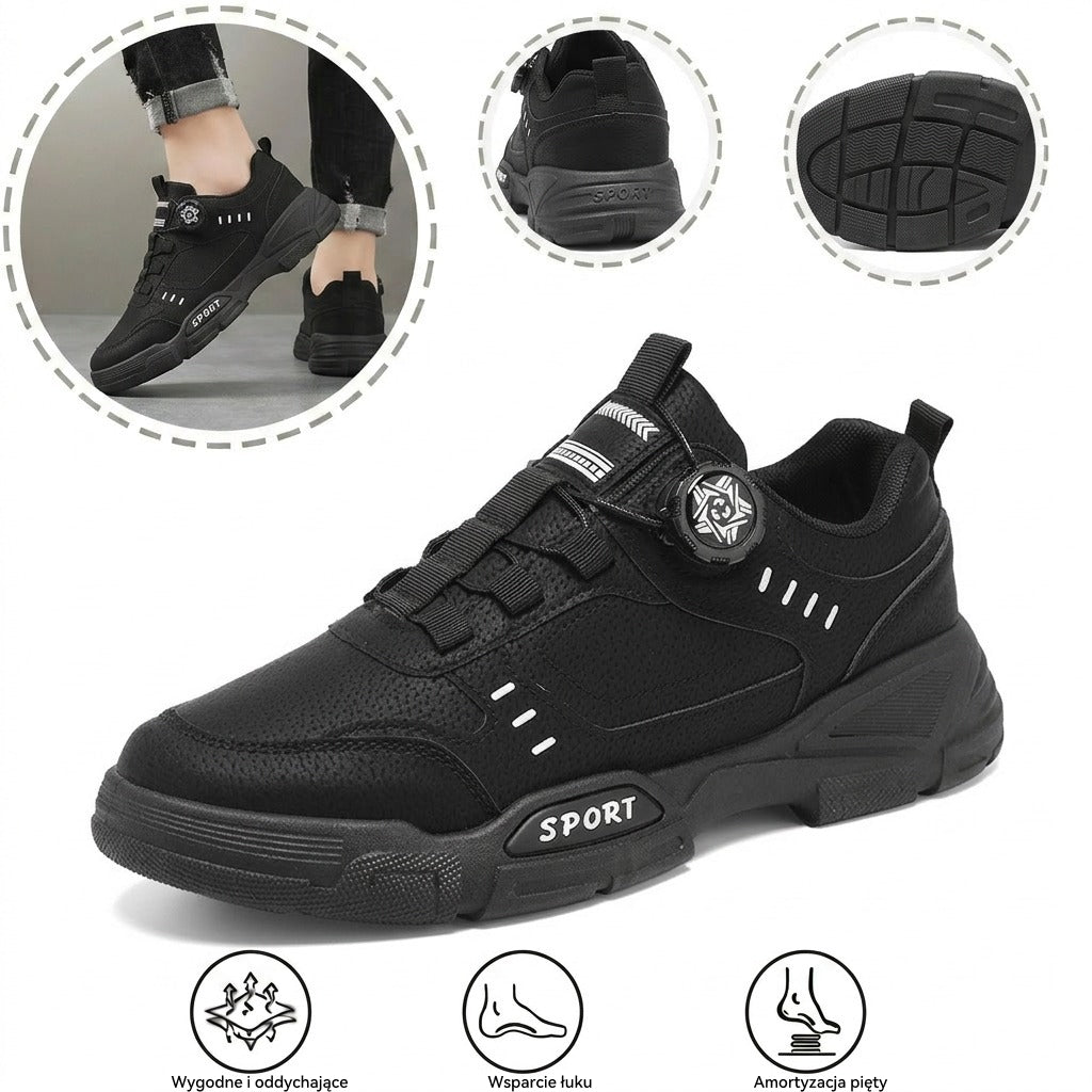 Buty ortopedyczne do codziennego użytku — z podparciem łuku stopy, łagodzące ból; kolanówki amortyzujące.
