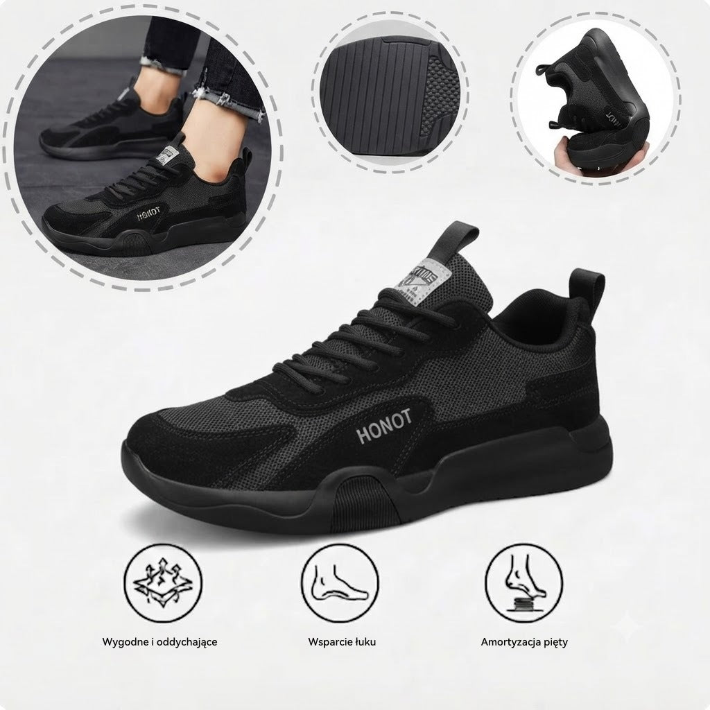 Ortopedyczne buty sportowe z siateczką — z podparciem łuku stopy, łagodzące ból; miękkie i amortyzujące.