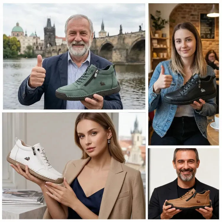 Ergonomiczne buty ortopedyczne ze skóry — wykonane z najwyższej jakości włoskiej skóry bydlęcej, z podparciem łuku stopy, które pomaga złagodzić ból stóp