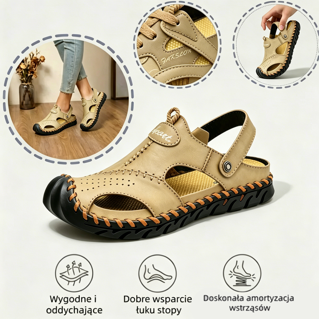 (🔥Dzisiaj 50% zniżki - nie przegap) ⏰ Ergonomia --- Miękkie i wygodne sandały ze skóry cielęcej (podparcie łuku stopy ułatwia chodzenie)
