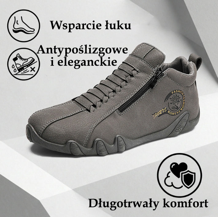 flemat® | Wygodne skórzane buty z podparciem łuku stopy, zapinane na zamek, antypoślizgowe i wodoodporne.