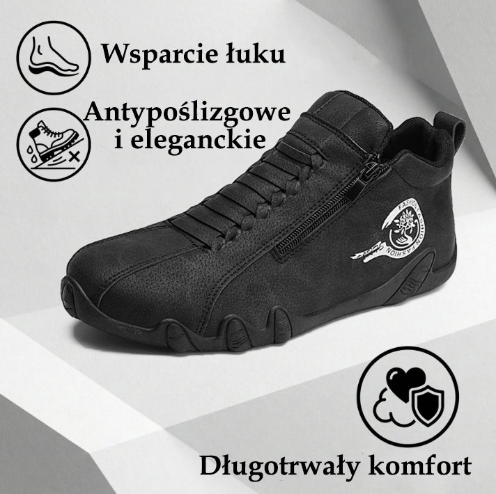 flemat® | Wygodne skórzane buty z podparciem łuku stopy, zapinane na zamek, antypoślizgowe i wodoodporne.