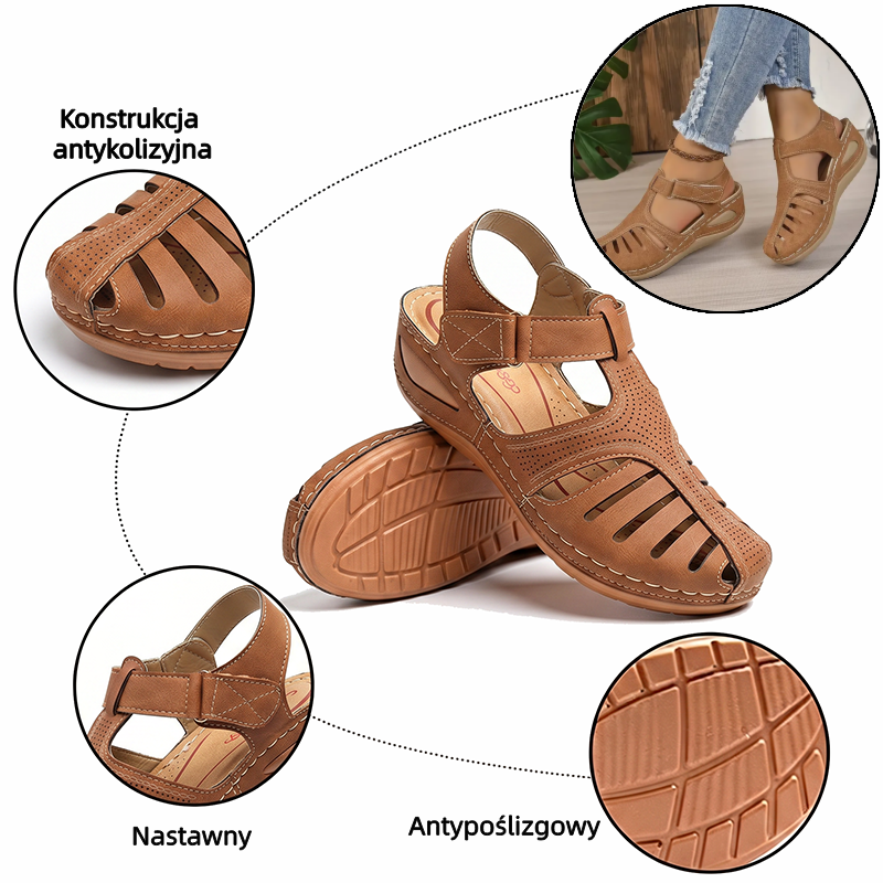 🔥 Damskie letnie sandały ortopedyczne — Wsparcie łuku stopy — Ergonomiczna konstrukcja — Lekkie i wygodne: Ciesz się całodziennym komfortem chodzenia ✅