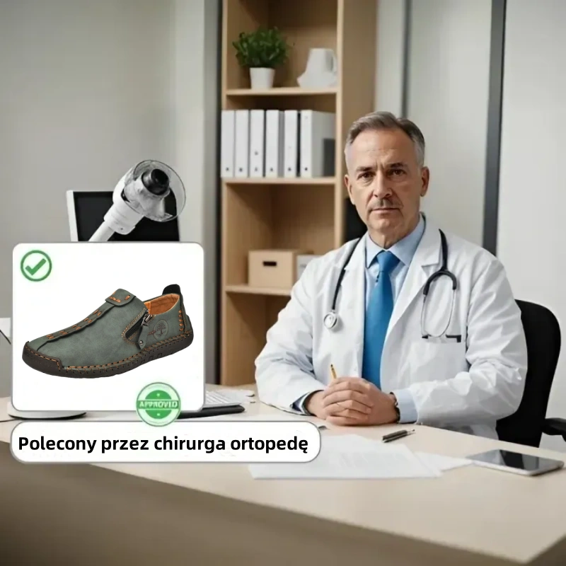 (🎉 50% zniżki przez ograniczony czas wiosną, tylko dziś - nie przegap okazji) - Męskie buty ortopedyczne wykonane z australijskiej skóry cielęcej ✅ Wygodne chodzenie i łagodzenie bólu