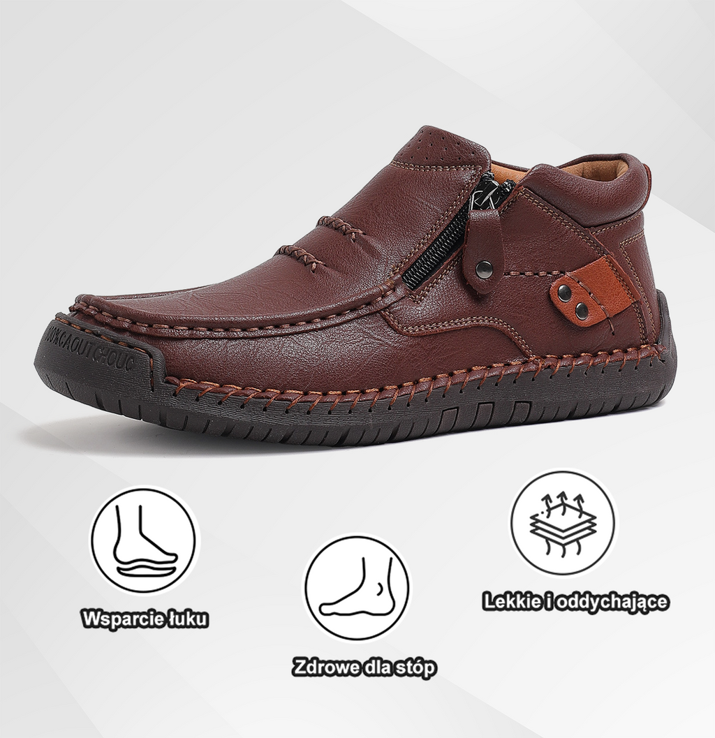 (⏰ Oferta ograniczona czasowo – 50% zniżki) – Ręcznie robione, najwyższej jakości skórzane buty męskie wsuwane – szeroki nosek, wsparcie łuku stopy, wodoodporność, antypoślizgowa podeszwa (nadaje się do noszenia na co dzień, w podróży i na świeżym powietr