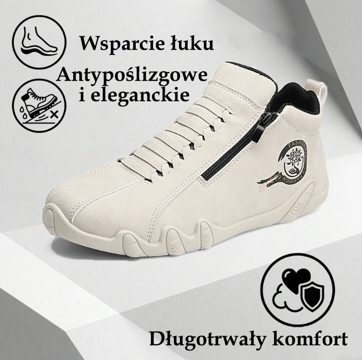 flemat® | Wygodne skórzane buty z podparciem łuku stopy, zapinane na zamek, antypoślizgowe i wodoodporne.