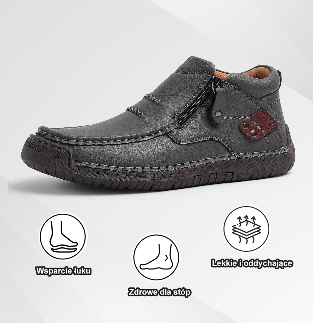 (⏰ Oferta ograniczona czasowo – 50% zniżki) – Ręcznie robione, najwyższej jakości skórzane buty męskie wsuwane – szeroki nosek, wsparcie łuku stopy, wodoodporność, antypoślizgowa podeszwa (nadaje się do noszenia na co dzień, w podróży i na świeżym powietr