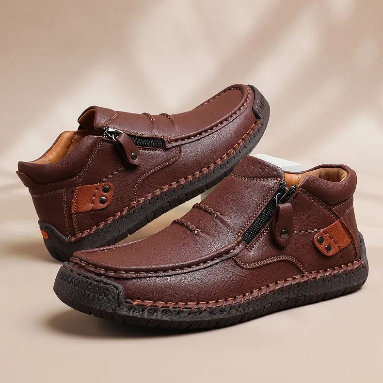 (⏰ Oferta ograniczona czasowo – 50% zniżki) – Ręcznie robione, najwyższej jakości skórzane buty męskie wsuwane – szeroki nosek, wsparcie łuku stopy, wodoodporność, antypoślizgowa podeszwa (nadaje się do noszenia na co dzień, w podróży i na świeżym powietr