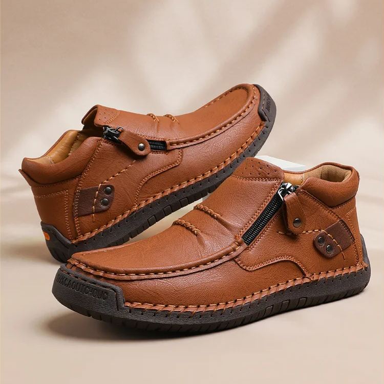 (⏰ Oferta ograniczona czasowo – 50% zniżki) – Ręcznie robione, najwyższej jakości skórzane buty męskie wsuwane – szeroki nosek, wsparcie łuku stopy, wodoodporność, antypoślizgowa podeszwa (nadaje się do noszenia na co dzień, w podróży i na świeżym powietr