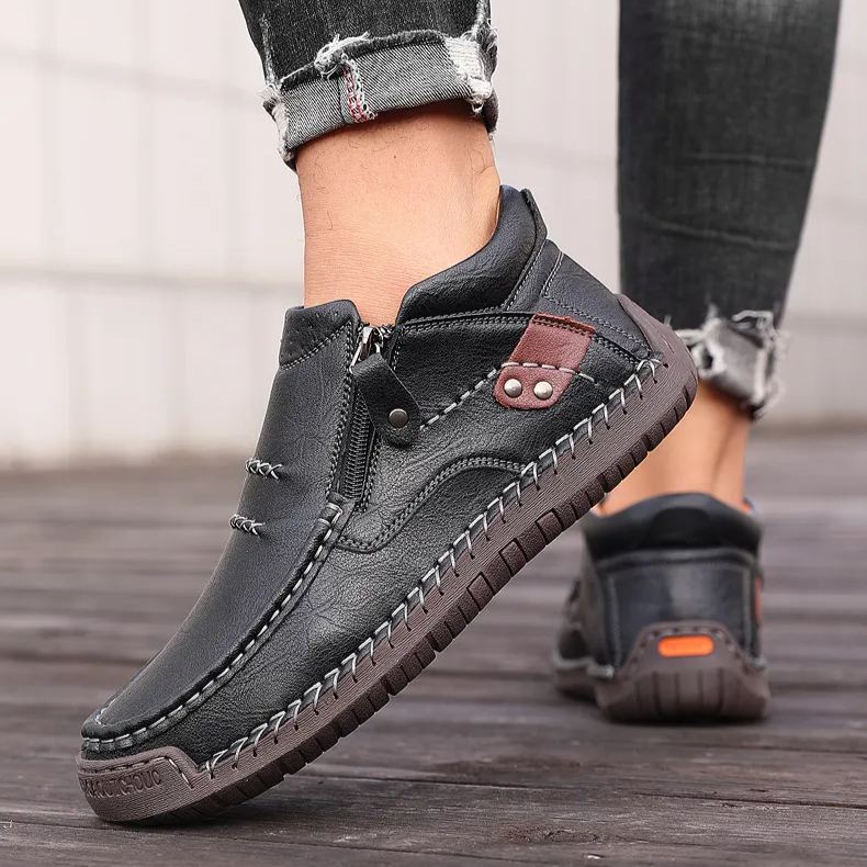 (⏰ Oferta ograniczona czasowo – 50% zniżki) – Ręcznie robione, najwyższej jakości skórzane buty męskie wsuwane – szeroki nosek, wsparcie łuku stopy, wodoodporność, antypoślizgowa podeszwa (nadaje się do noszenia na co dzień, w podróży i na świeżym powietr