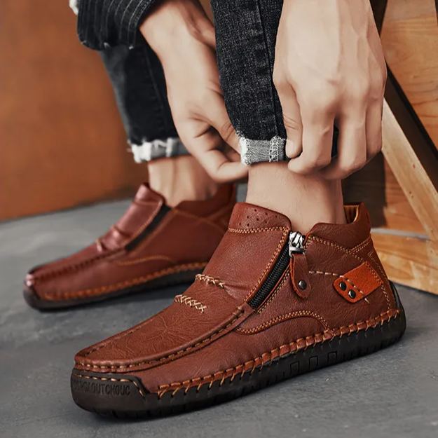 (⏰ Oferta ograniczona czasowo – 50% zniżki) – Ręcznie robione, najwyższej jakości skórzane buty męskie wsuwane – szeroki nosek, wsparcie łuku stopy, wodoodporność, antypoślizgowa podeszwa (nadaje się do noszenia na co dzień, w podróży i na świeżym powietr