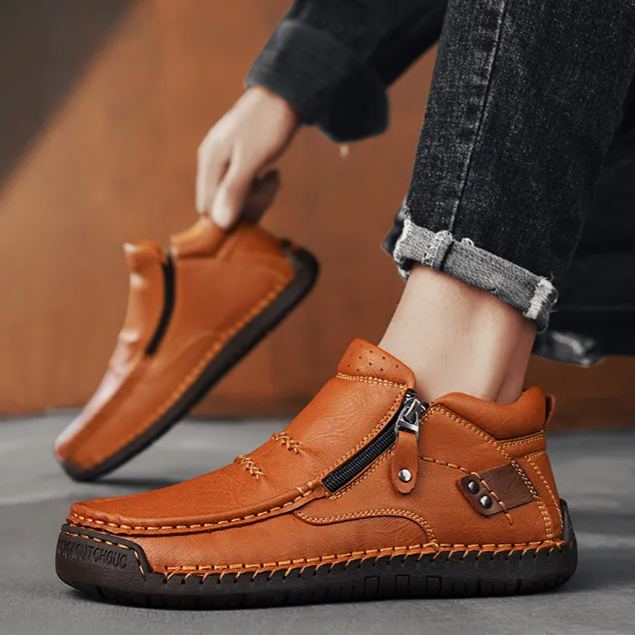 (⏰ Oferta ograniczona czasowo – 50% zniżki) – Ręcznie robione, najwyższej jakości skórzane buty męskie wsuwane – szeroki nosek, wsparcie łuku stopy, wodoodporność, antypoślizgowa podeszwa (nadaje się do noszenia na co dzień, w podróży i na świeżym powietr