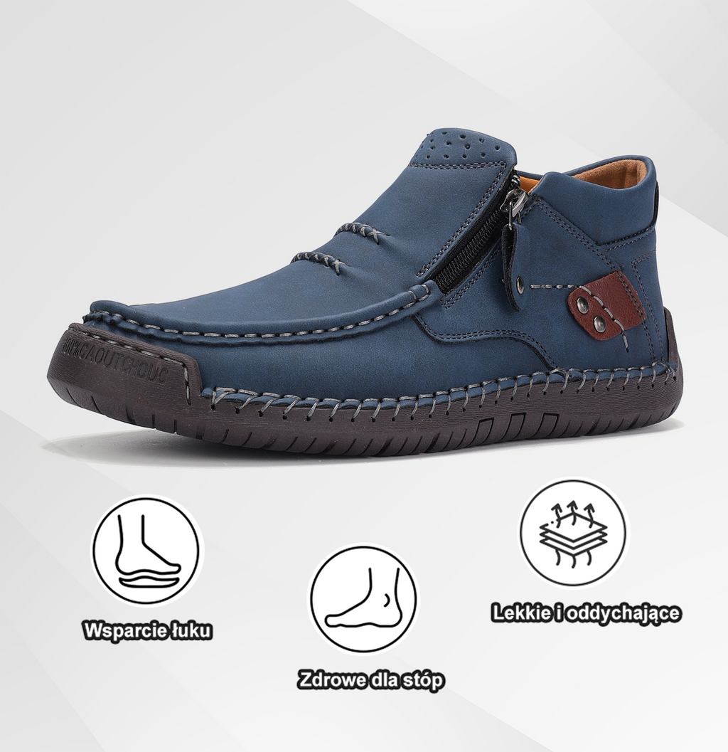 (⏰ Oferta ograniczona czasowo – 50% zniżki) – Ręcznie robione, najwyższej jakości skórzane buty męskie wsuwane – szeroki nosek, wsparcie łuku stopy, wodoodporność, antypoślizgowa podeszwa (nadaje się do noszenia na co dzień, w podróży i na świeżym powietr