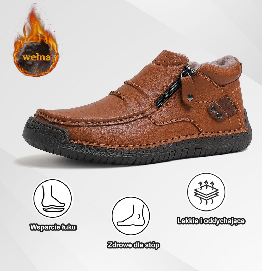 (⏰ Oferta ograniczona czasowo – 50% zniżki) – Ręcznie robione, najwyższej jakości skórzane buty męskie wsuwane – szeroki nosek, wsparcie łuku stopy, wodoodporność, antypoślizgowa podeszwa (nadaje się do noszenia na co dzień, w podróży i na świeżym powietr