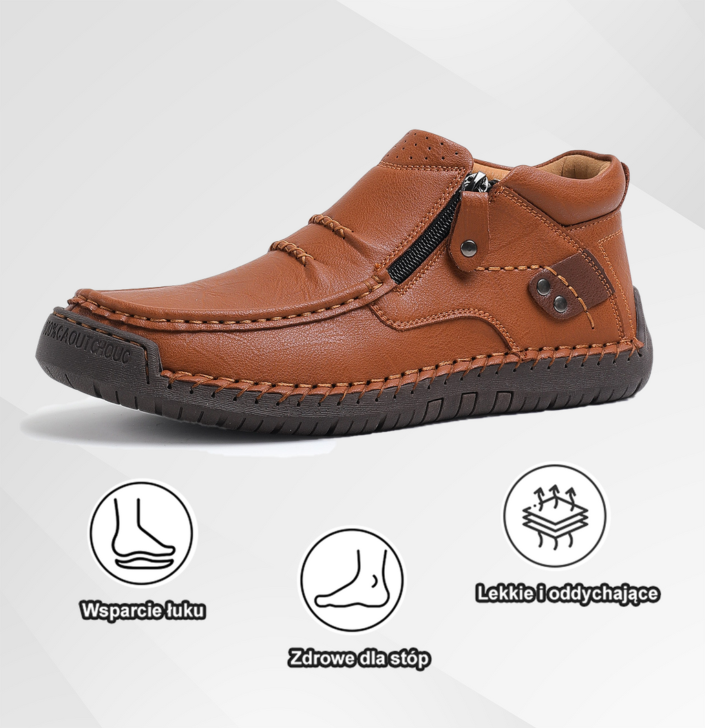 (⏰ Oferta ograniczona czasowo – 50% zniżki) – Ręcznie robione, najwyższej jakości skórzane buty męskie wsuwane – szeroki nosek, wsparcie łuku stopy, wodoodporność, antypoślizgowa podeszwa (nadaje się do noszenia na co dzień, w podróży i na świeżym powietr
